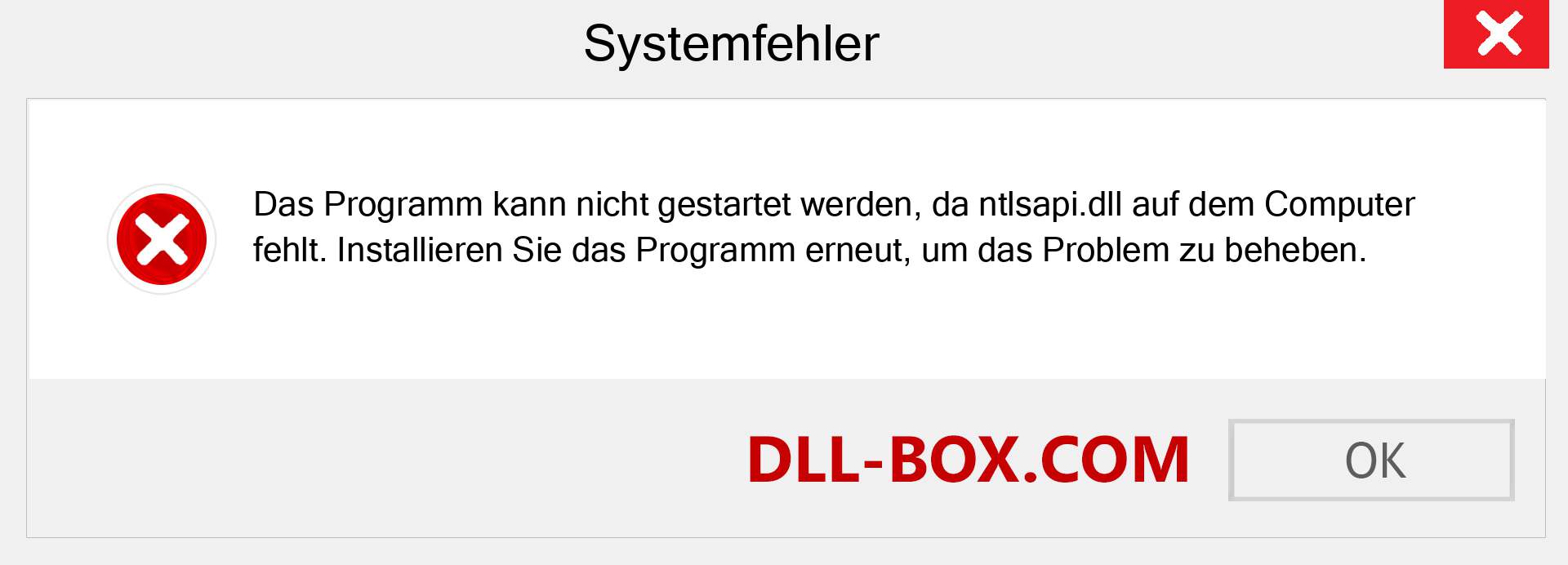 ntlsapi.dll-Datei fehlt?. Download für Windows 7, 8, 10 - Fix ntlsapi dll Missing Error unter Windows, Fotos, Bildern