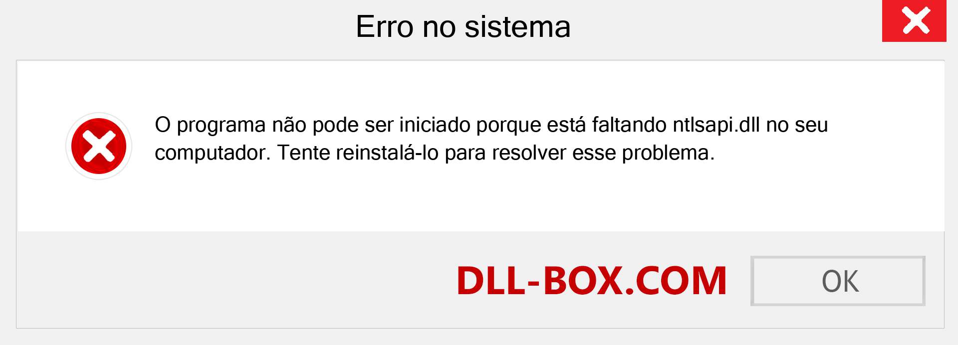 Arquivo ntlsapi.dll ausente ?. Download para Windows 7, 8, 10 - Correção de erro ausente ntlsapi dll no Windows, fotos, imagens